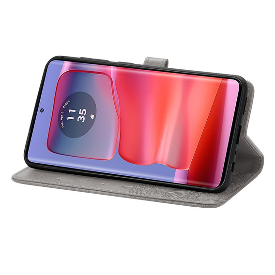 Etui z klapką do Motorola Edge 50 Pro, Mandala, szare