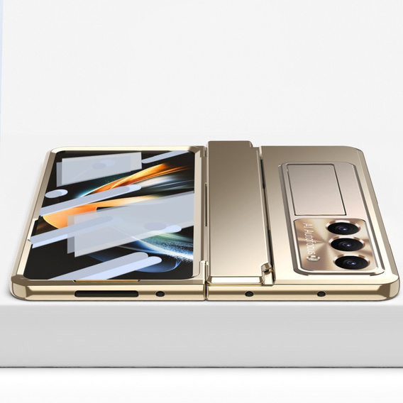 Etui ochronne PC z podstawką i ochroną zawiasu do Samsung Galaxy Z Fold6 5G – złote