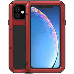 Etui Love Mei do iPhone 11, pancerne ze szkłem, czerwone