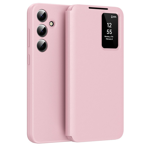 Etui z klapką do Samsung Galaxy A55 5G – różowe, Smart View Wallet z kieszonką na karty