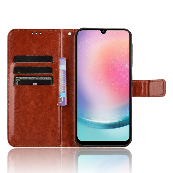 Etui z klapką do Samsung Galaxy A25 5G, Crazy Horse Wallet, brązowe