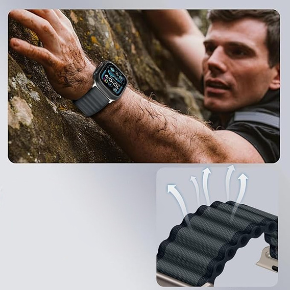Pasek Nylonowy do Apple Watch 1/2/3/4/5/6/7/8/9/10/11/SE Ultra 1/2/3 42/44/45/46/49mm, Czarny