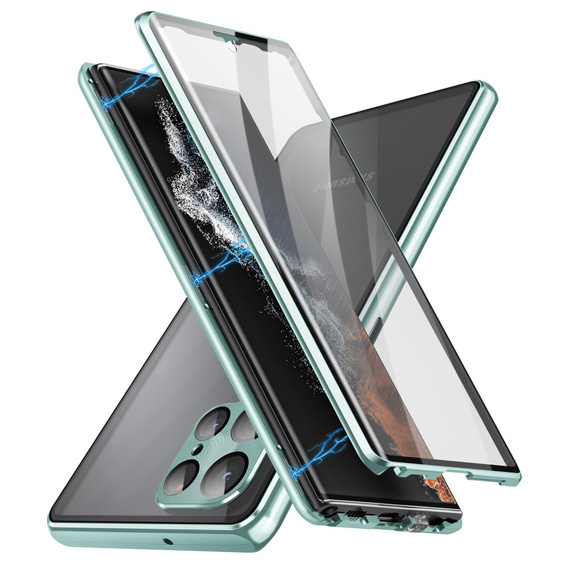 Etui do Samsung Galaxy S24 Ultra, Magnetic Dual Glass, zielone