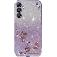 Etui do Samsung Galaxy S24+ Plus, Glitter Flower, fioletowe