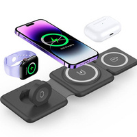 Składana ładowarka indukcyjna 3w1 do MagSafe do iPhone / Apple Watch / Airpods, czarna