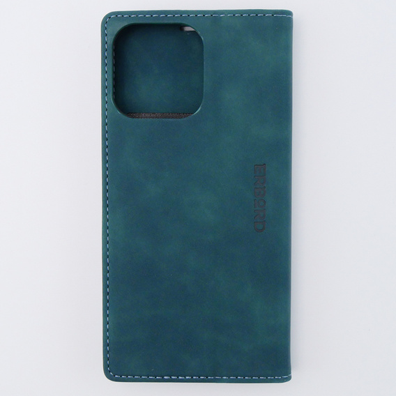 Etui do iPhone 15 Pro, ERBORD Vintage portfel z klapką, niebieskie