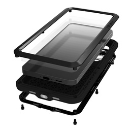 Etui Love Mei do Samsung Galaxy S24 FE, pancerne ze szkłem, czarne