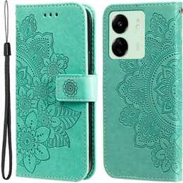 Etui z klapką do Xiaomi Redmi 13C / Poco C65, Mandala, zielone