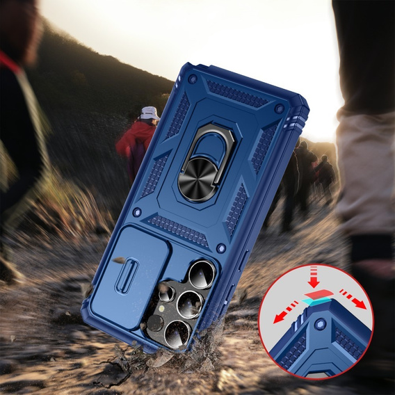 Etui do Samsung Galaxy S25 Ultra, KickStand Camera Lens, niebieskie