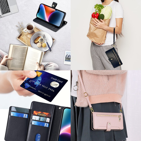 Etui z klapką do Xiaomi Redmi Note 13 5G, Wallet Zipper Pocket, czarne