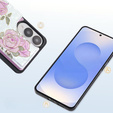 Etui do Samsung Galaxy S25 Edge – skórzane, z ochroną RFID, kieszonkami na karty, motyw kwiatu róży