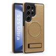 Etui skórzane z podstawką do Samsung Galaxy S25 Ultra – kompatybilne z MagSafe, desert gold