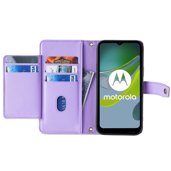 Etui z klapką do Motorola Edge 40 Neo, Wallet Zipper Pocket, fioletowe