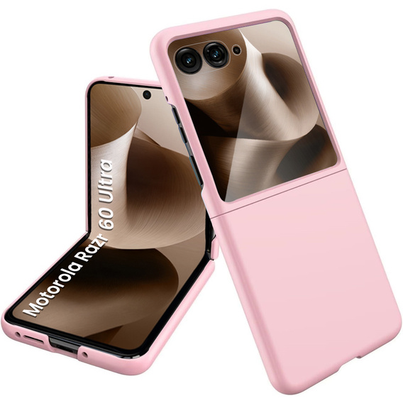 Etui do Motorola Razr 60 Ultra, PC Case, ze szkłem, różowe