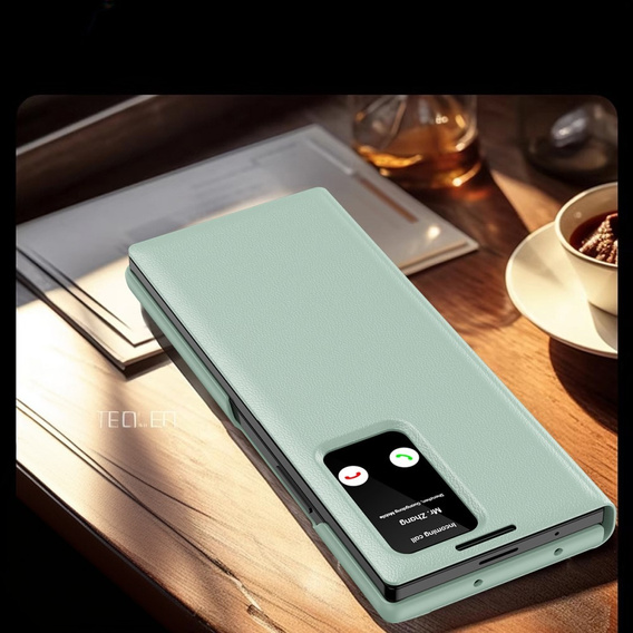 Etui z klapką do Samsung Z Fold5 5G, Smart View Wallet, zielone