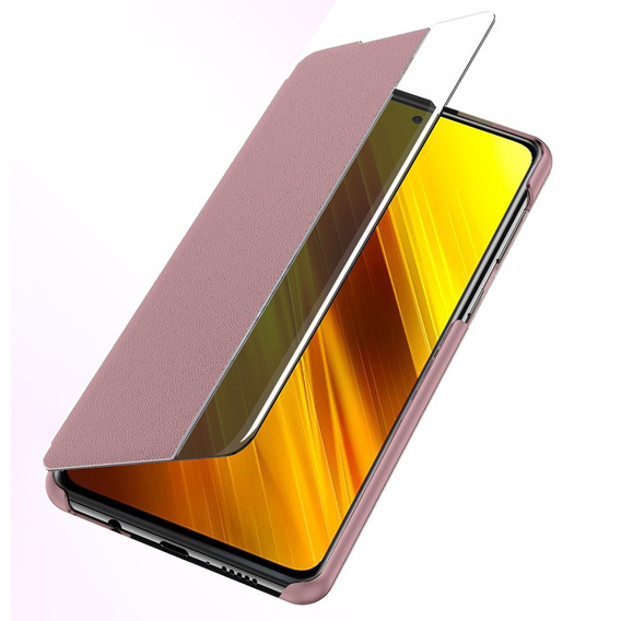 Etui Side View do Xiaomi Poco X3 NFC, Rose Gold