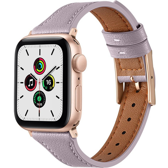 Pasek Skórzany do Apple Watch 1/2/3/4/5/6/7/8/9/10/11/SE Ultra 1/2/3 42/44/45/46/49mm, Fioletowy