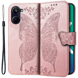 Etui z klapką do Realme 10 4G, Butterfly, różowe rose gold