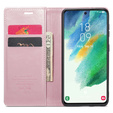 Etui z klapką CASEME do Samsung Galaxy S21 FE, Waxy Textured, różowe