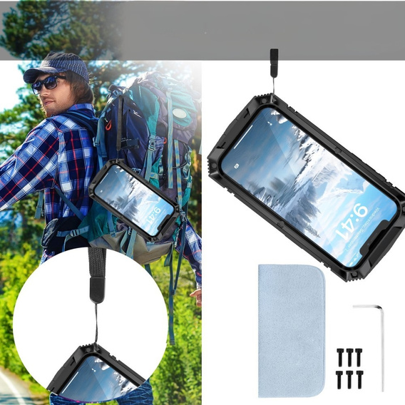 Etui pancerne do iPhone 16E, R-JUST, czarne