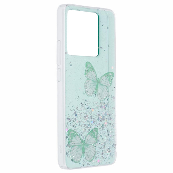 Etui do Xiaomi 13T / 13T Pro / Redmi K60 Ultra, Glitter Butterfly, zielone