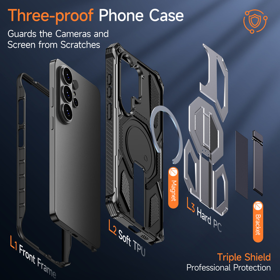 Etui ochronne do Samsung Galaxy S26 Ultra do MagSafe, z podstawką, szare