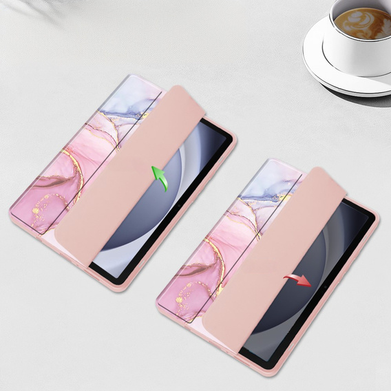 Stylowe etui do Samsung Galaxy Tab A9 – Smartcase Hybrid Marble różowe