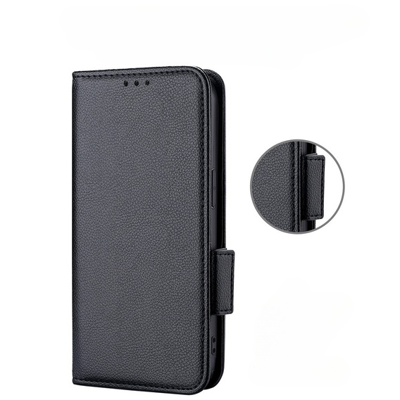 Etui z klapką do Ulefone Note 12P, Wallet Litchi Magnet, czarne