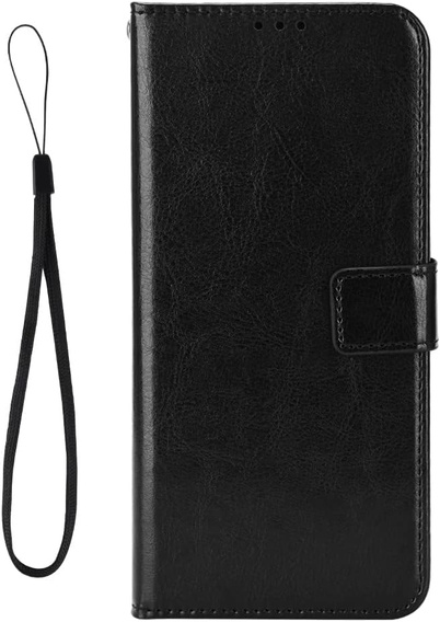 Etui z klapką do Honor Magic 7 Lite, Crazy Horse Wallet, czarne