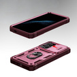 Etui pancerne do Samsung Galaxy S24+ Plus, CamShield Slide, różowe / czerwone