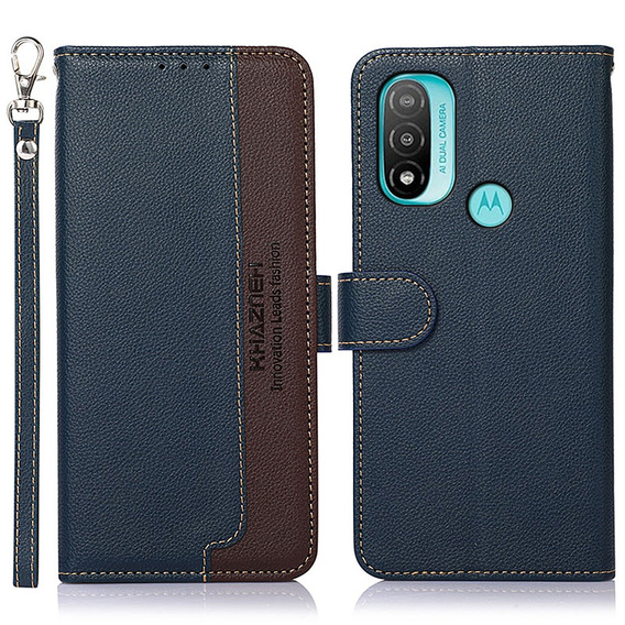 Etui Wallet do Motorola Moto E20/E30/E40, KHAZNEH, Dual Color, Blue / Brown