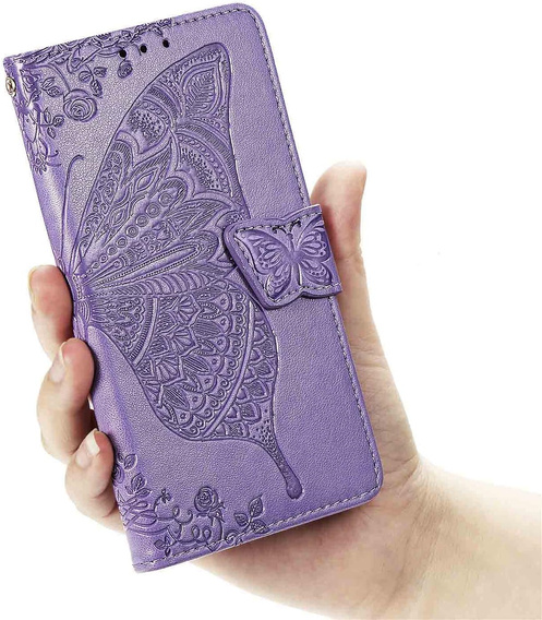 Etui z klapką do Xiaomi Poco F7, Butterfly, fioletowe