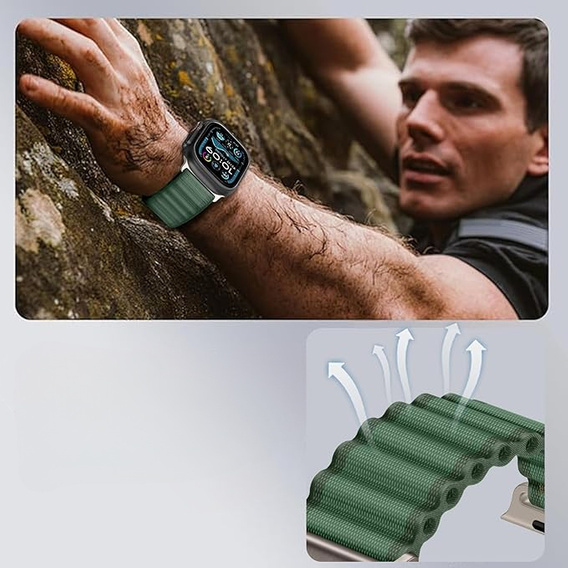 Pasek Nylonowy do Apple Watch 1/2/3/4/5/6/7/8/9/10/11/SE Ultra 1/2/3 42/44/45/46/49mm, Zielony