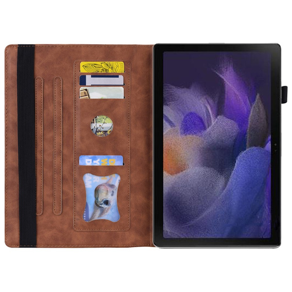 Etui do Lenovo Tab K11 Plus – brązowe, skórzane, z kieszenią na kartę i funkcją wielopozycyjnej podstawki