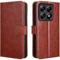 Etui z klapką do Xiaomi 14T, Crazy Horse Wallet, brązowe