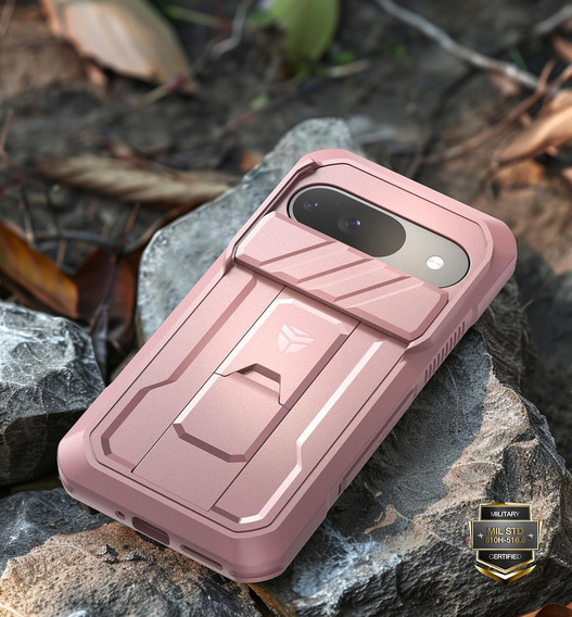 Etui pancerne do Google Pixel 9, Dexnor Full Body (Two Frames), różowe