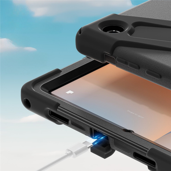 Pancerne etui do Samsung Galaxy Tab A11+, z podstawką i paskiem na ramię – czarne