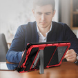 Etui pancerne do Samsung Galaxy S25 Ultra, R-JUST, ze szklaną ochroną kamery, czerwone
