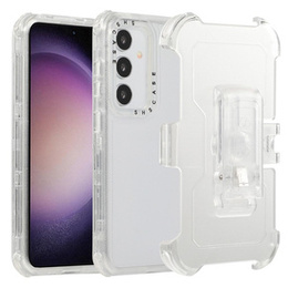 Pancerne Etui do Samsung Galaxy S24, Belt Clip, z klipsem, przezroczyste