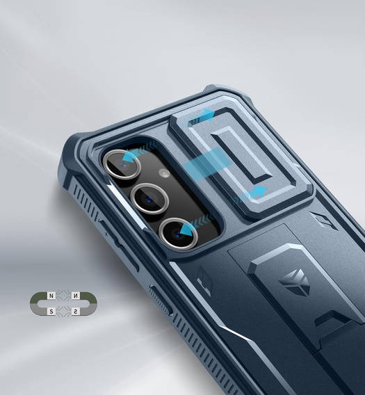 Etui pancerne do Samsung Galaxy S24 FE, Dexnor Full Body (Two Frames), granatowe
