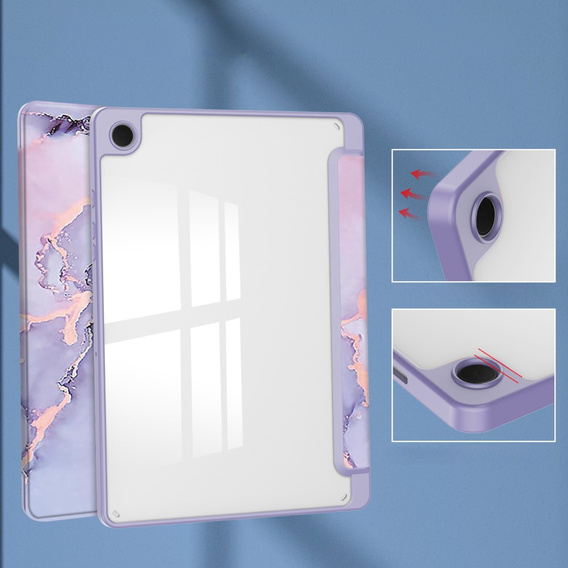 Stylowe etui do Samsung Galaxy Tab A9+ – Smartcase Hybrid Marble fioletowe