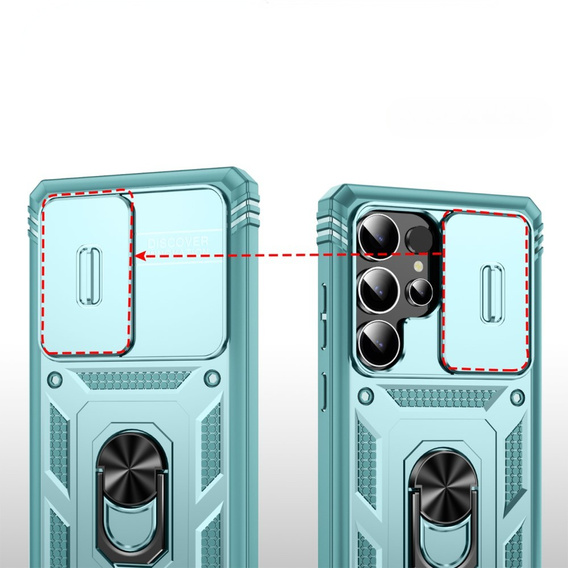 Etui do Samsung Galaxy S25 Ultra, KickStand Camera Lens, niebieskie