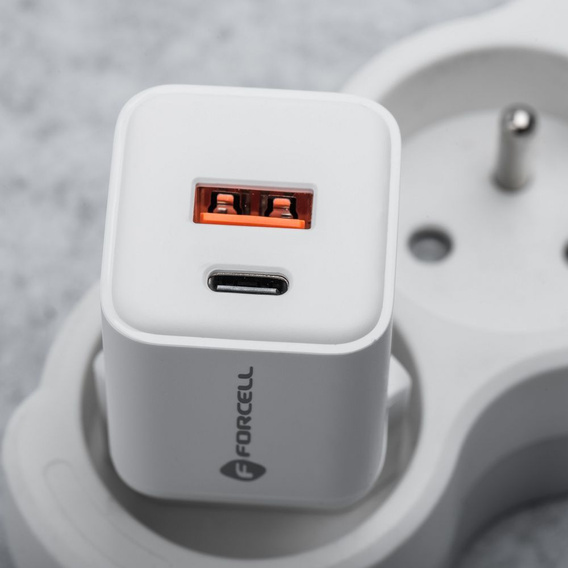 Forcell F-Energy Mini GaN III VT-35C 35W, kompaktowa ładowarka z podwójnym portem - biała
