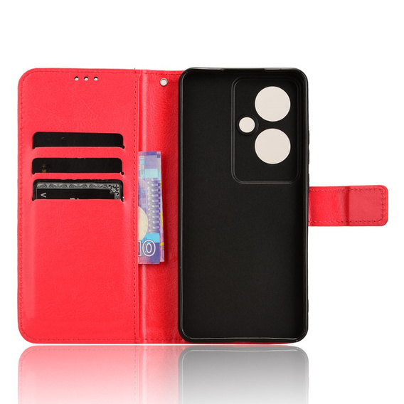 Etui z klapką do Oppo Reno 11F 5G, Crazy Horse Wallet, czerwone