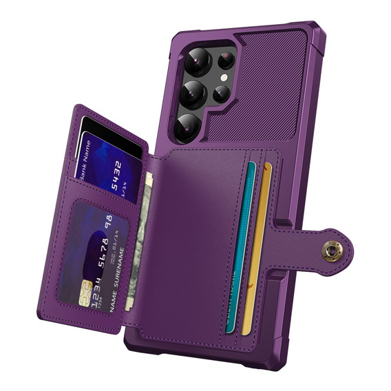 Etui do Samsung Galaxy S24 Ultra, Card Holder Kickstand, fioletowe