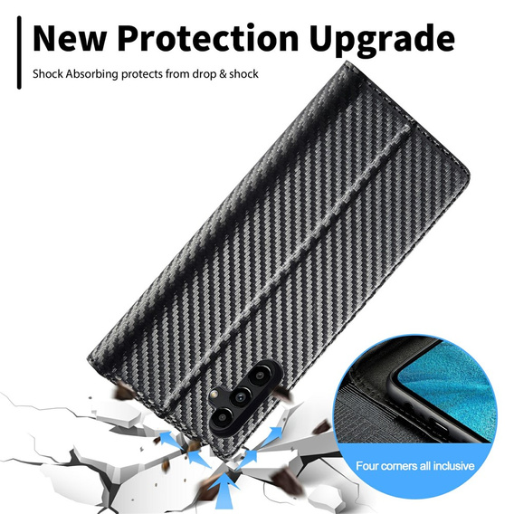Etui z klapką do Samsung Galaxy S25 FE, Carbon LC.IMEEKE, czarne