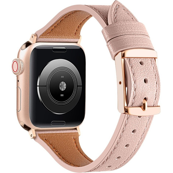 Pasek Skórzany do Apple Watch 1/2/3/4/5/6/7/8/9/10/11/SE 38/40/41/42mm, Różowy