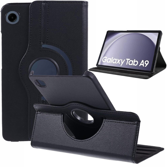 Etui do Samsung Galaxy Tab A9, Obrotowe 360, czarne