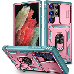 Etui pancerne do Samsung Galaxy S23 Ultra, CamShield Slide, różowe / zielone