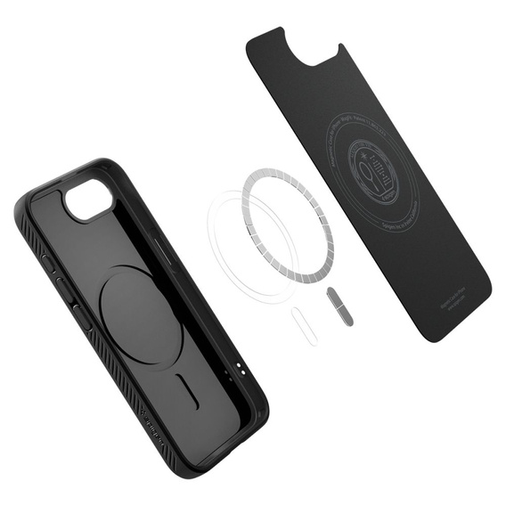 Etui Spigen do iPhone 16E, MagSafe, Liquid Air, czarne + Szkło Hartowane 9H